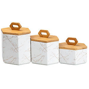 Набір ємностей з бамбуковою кришкою банки для сипучих продуктів 3 шт