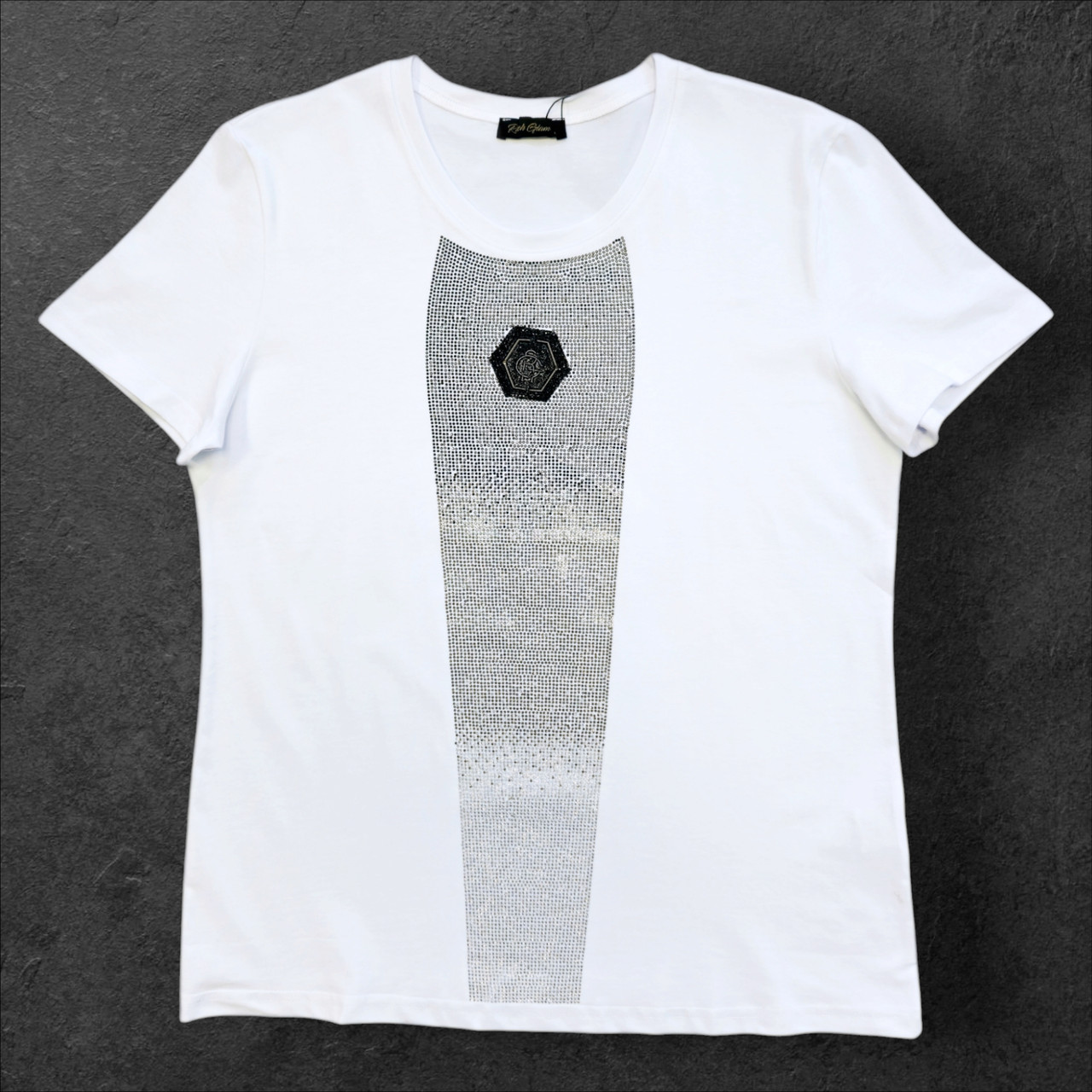 Футболка зі стразами жіноча біла. L, XL, XXL, 3XL, фото 1