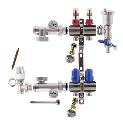 Колектор для теплої підлоги в зборі на 2 контури KOER, фото 1