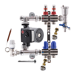 Колектор для теплої підлоги в зборі на 2 контури з насосом KOER