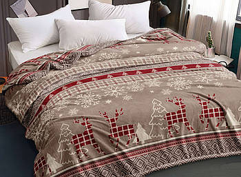 Плед з флісу Олені на бежевому(220х240)