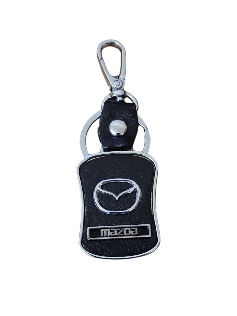 Автомобільний Брелок для ключів Мазда Mazda металевий чорний з карабіном