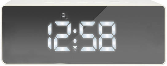 Настільний годинник з LED дисплеєм Technoline WT475 (White/Black Mirror), фото 4