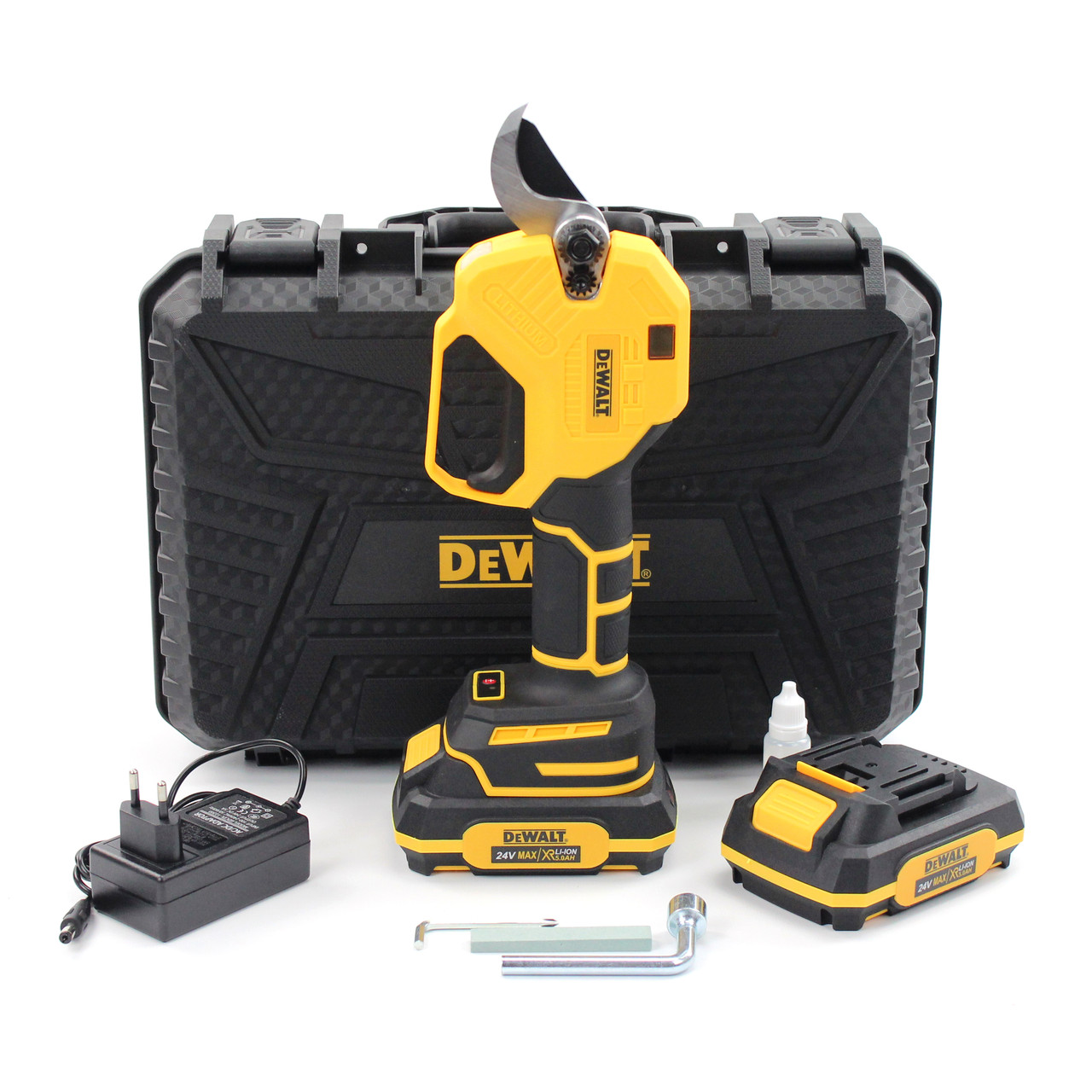 Акумуляторний секатор DeWalt DCMPP560P1 (24V, 5AH, 30мм) з індикатором заряду та різів + підсвічування