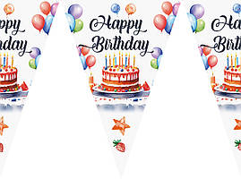 Прапорці гірлянди "Happy Birthday тортик"