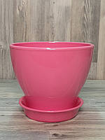 Горщик/вазон 1,6 л. для квітів Рожевий, з піддоном, кімнатних (домашніх) рослин