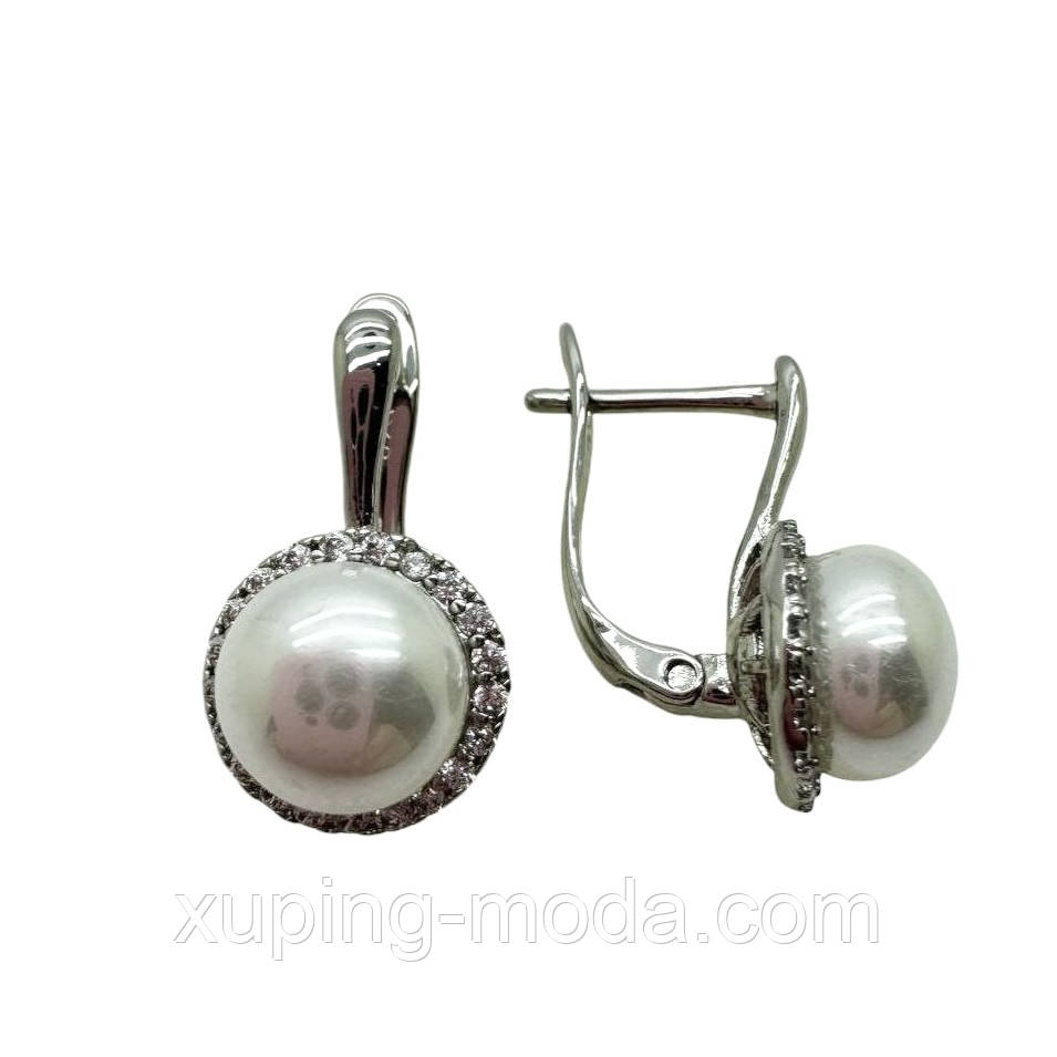 Сережки xuping. 16х10 мм. Родій, фото 1