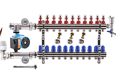 Колектор для теплої підлоги в складі на 11 контурів з насосом KOER