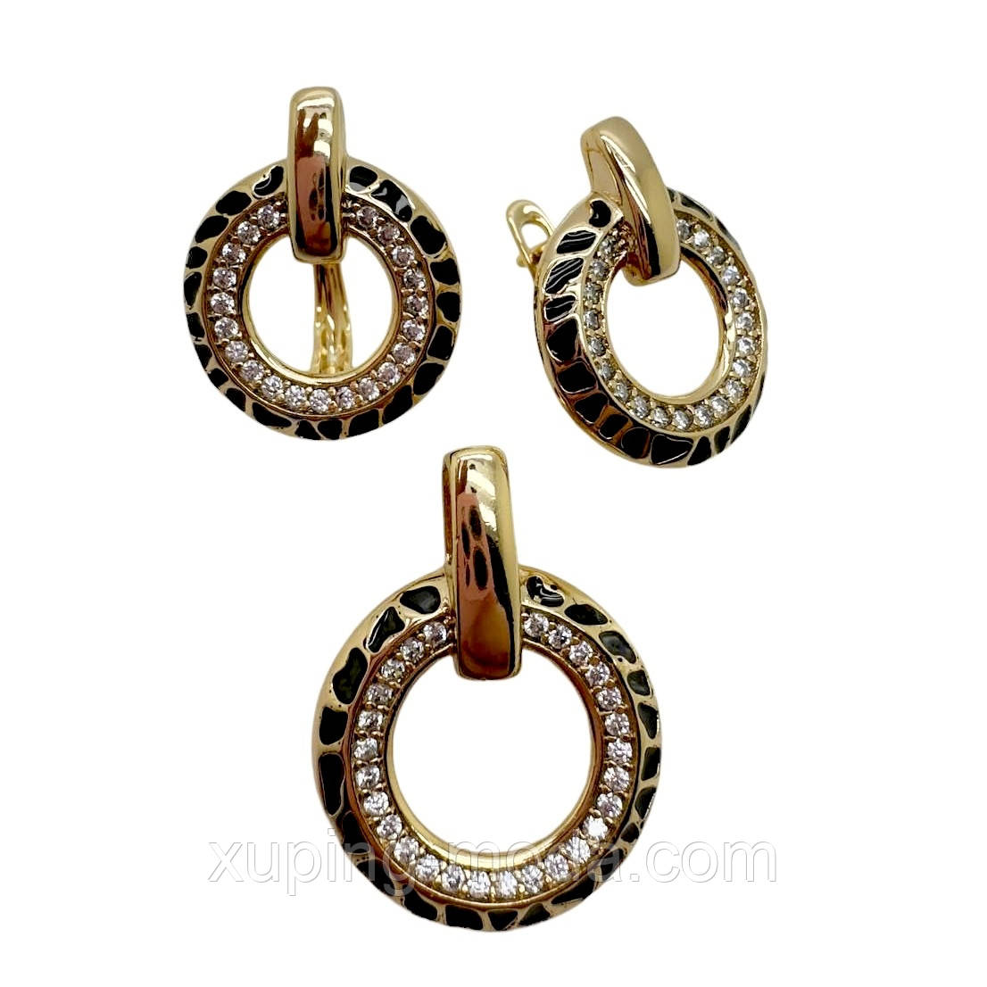 Набір прикрас xuping. 20х15,25х18 мм. 18 к, фото 1