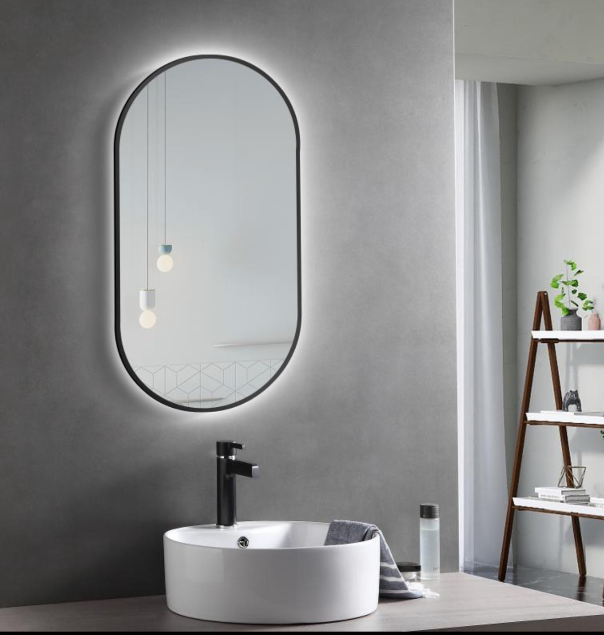 Qtap Scorpio дзеркало настінне овальне з LED-підсвіткою, 500х900 Black