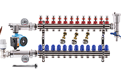 Колектор для теплої підлоги в складі на 12 контурів з насосом KOER