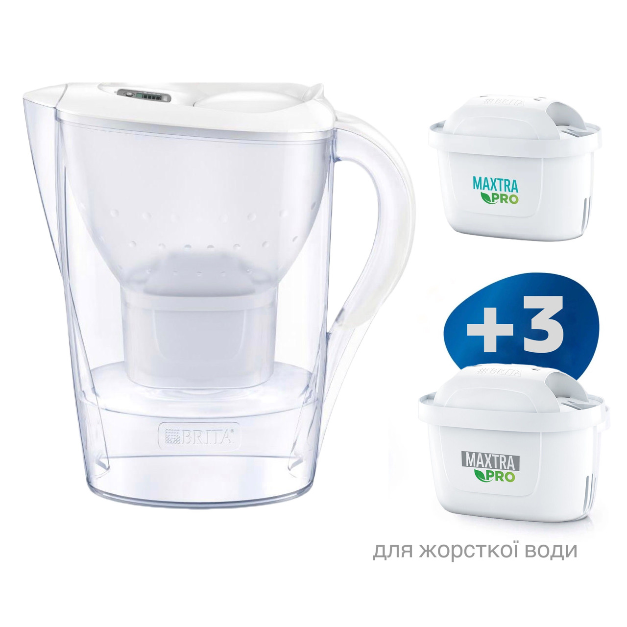 Фільтр для жорсткої води вдома Глечик Brita Marella 2,4 л Білий зі змінними картриджами 4 шт