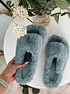 Домашні хутряні відкриті капці зелені, фото 2