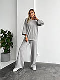 Сірий утеплений жіночий костюм і ангори в рубчик, фото 5