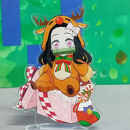 Акрилова статуетка Клинок, що знищує демонів Новорічна Незуко Камадо (15 см) / Demon Slayer