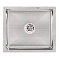 Мойка для кухни прямоугольная из нержавейки врезная серая LIDZ Handmade Brush 3/0,8 520х450х220