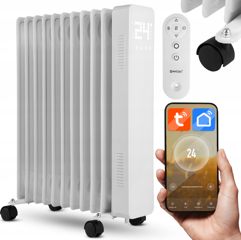 Масляний обігрівач MalTec 2500Вт WIFI білий (Польща)
