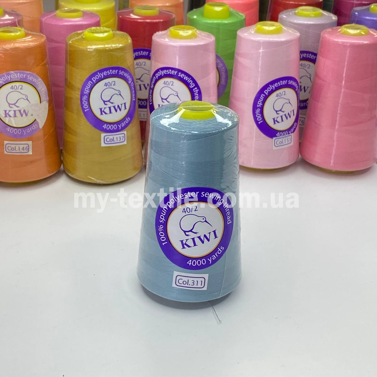 Нитки швейні конус 40/2 4000 ярдів Kiwi Блідо-блакитний, фото 1