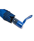 Парасолька жіноча SL7003 напівавтомат 8 спиць 3 складання Синій з темно-синьою облямівкою, фото 6