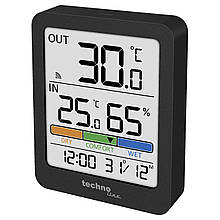 Термогігрометр Technoline WS9488 Антрацит з бездротовим датчиком LED підсвітка рівень комфорту для дому та вулиці