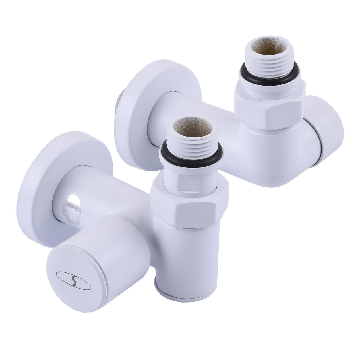 Набір кранів приладових SOLOMON LUX 7777 TEN WHITE 1/2″ (2 шт) кутовий з американкою