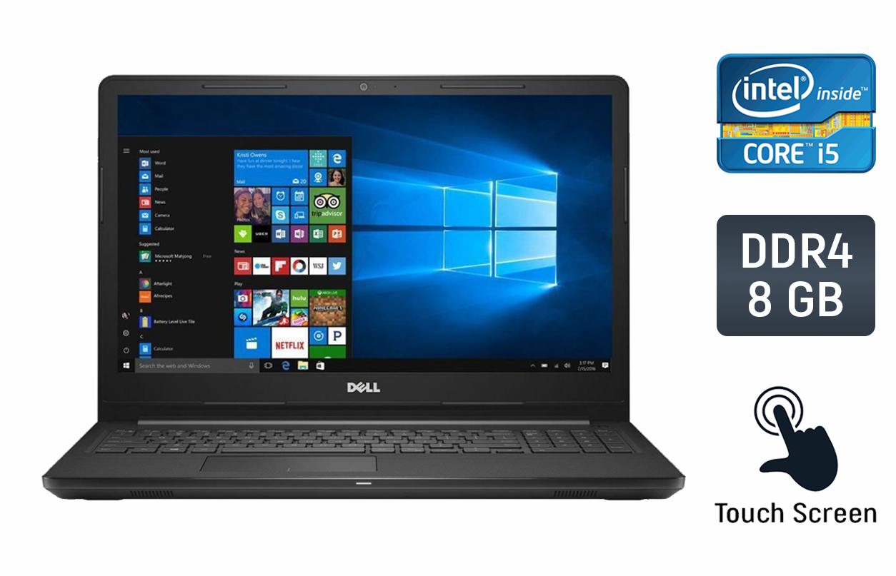 Ноутбук Б-клас Dell Inspiron 15-3567/ 15.6" (1366x768) Сенсорний/ Core i5-7200U/ 8 GB RAM/ 240 GB SSD/ HD 620