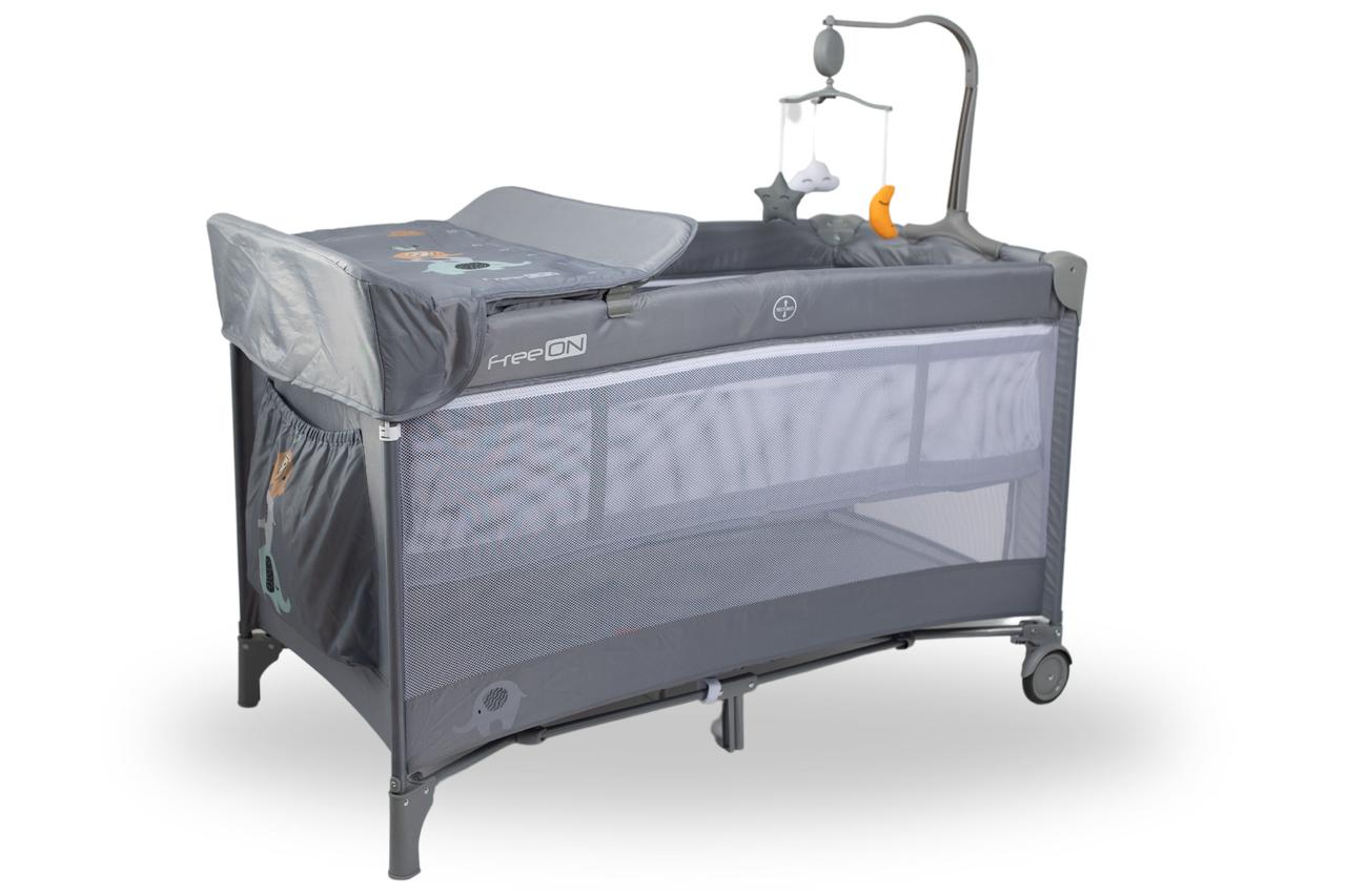 Ліжко-манеж дитяче FreeON з другим ярусом Elephants, фото 1