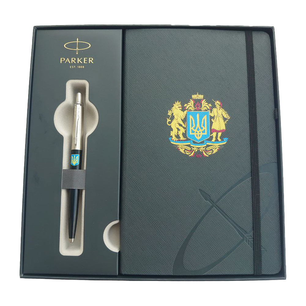 Набір Parker JOTTER UKRAINE Black CT BP Великий Герб України (кулькова ручка + блокнот), фото 1