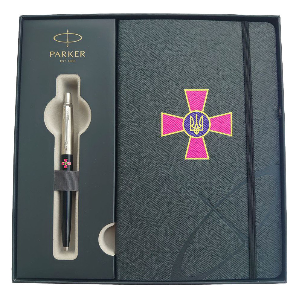 Набір Parker JOTTER ARMY Black CT BP Емблема ЗСУ (кулькова ручка + блокнот Parker), фото 1