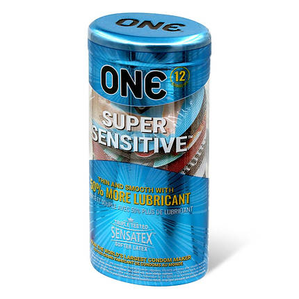 Набір гладких ультратонких презервативів ONE Super Sensitive (ціна за упаковку 12 шт), фото 1
