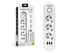 Фільтр мережевий 3м (3р 3USB з вимк) 29*13*4.5см R95592 ТМ ZAMAN