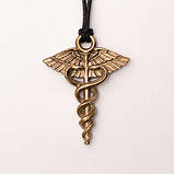Амулет Кадуцей Бронзове покриття / Амулет Кадуцей Бронзове покриття 2x2 см, фото 2