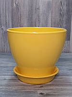 Горщик/вазон 1,6 л. для квітів Жовтий, з піддоном, кімнатних (домашніх) рослин