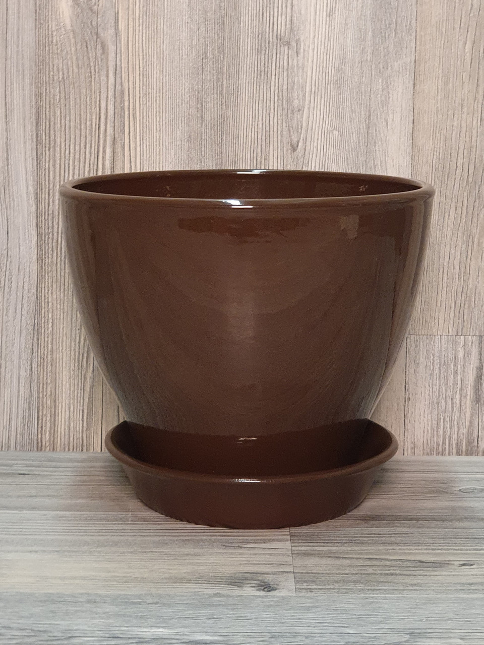 Горщик/вазон 1,6 л. для квітів Коричневий, з піддоном, кімнатних (домашніх) рослин
