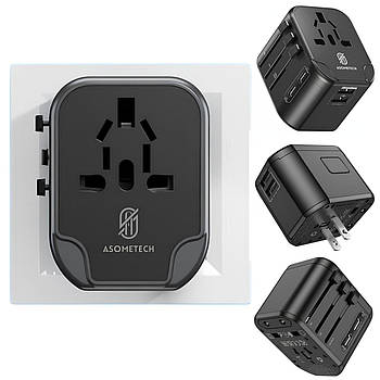 Мережевий зарядний пристрій 40Вт(2×USB + 2×Type-C), Asomtech / Мережевий адаптер / Перехідник з розетки на USB