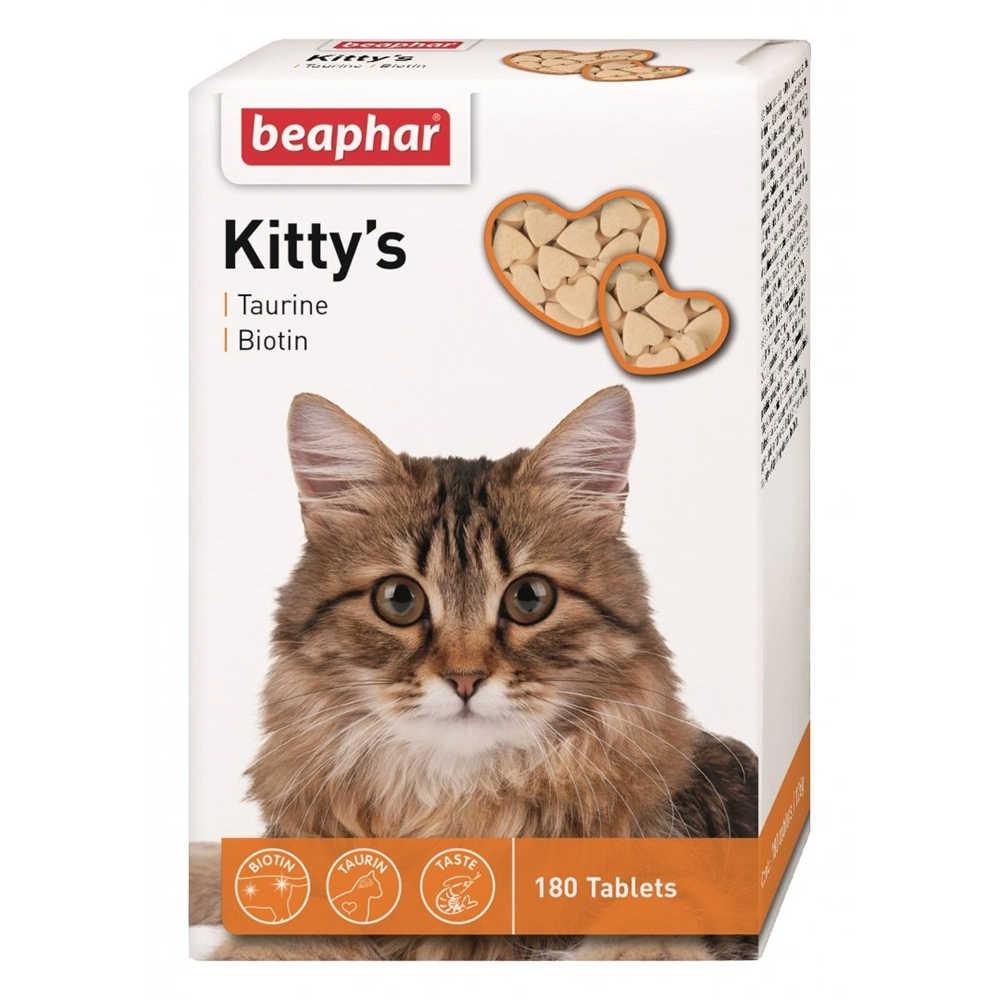 Вітамінізовані ласощі з таурином і біотином для котів Beaphar Kitty's+Taurine+Biotine, 180 таб (*), фото 1