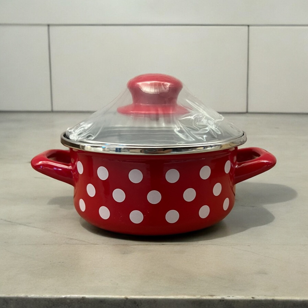 Каструля 1л зі скляною кришкою Горох на червоному 2086 Metalac 368838