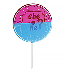 Топпер на торт "She or he?", розмір - 16,5х10 см, колір - різнобарвний, фото 3