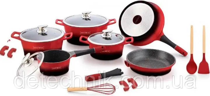 Набір каструль Royalty Line RL-ES1014M RED-BLACK 14 pcs