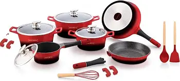 Набір каструль Royalty Line RL-ES1014M RED-BLACK 14 pcs