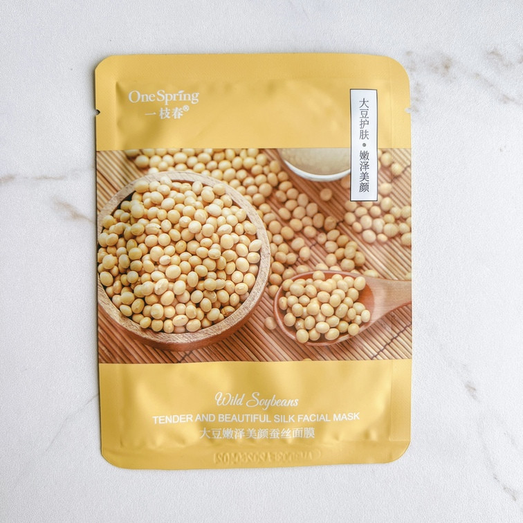 Тканинна маска One Spring із екстрактом диких соєвих бобів Wild Soybeans Tender And Beautiful Silk Facial Mask, 30г