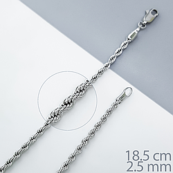 Браслет "Канат" без каміння, р.18,5; медичне золото Xuping, родій