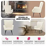 М'яке крісло Hygge, тканина букле, на 150 кг. ергономічна спинка, фото 6