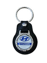 Брелок автомобільний для ключів Hyundai Хендай шкіряний чорний