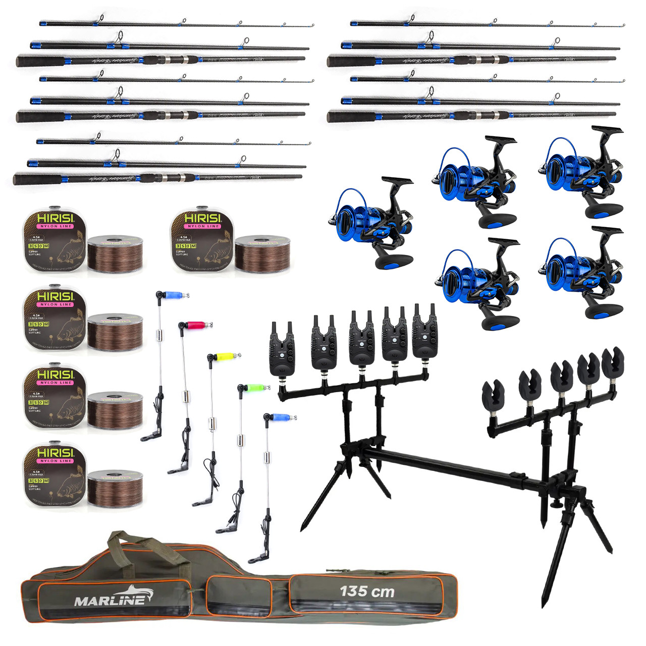 Карповий набір Вудлище Weida Junior CARP 3,3 м + котушки + Род Под на 5 Вудлищ + Свінгери + Сигналізатори