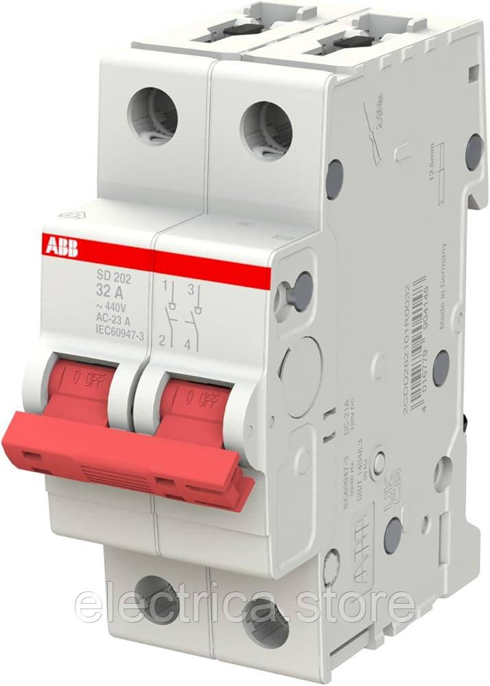SD202/32 Вимикач навантаження 2 полюси 32А 2CDD282101R0032, фото 1