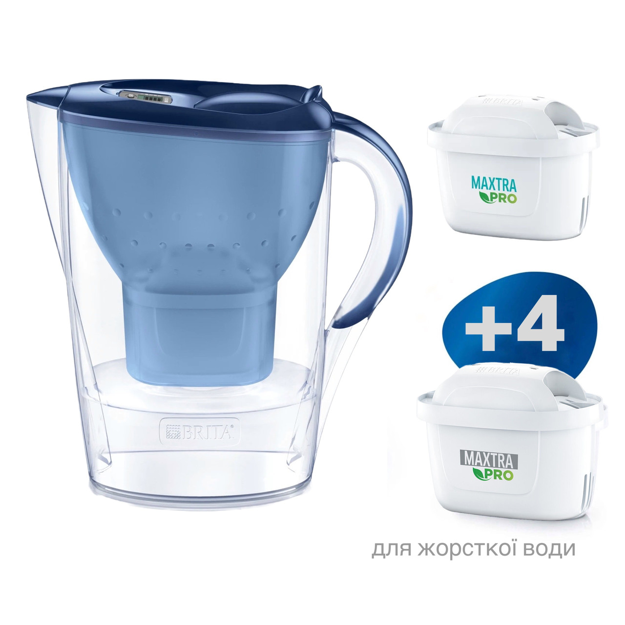 Фільтр глечик для жорсткої води Brita Marella 2,4 л Синій + Змінні картриджі 5 шт, фото 1