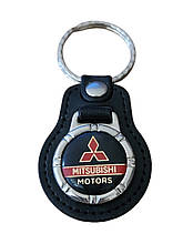 Брелок автомобільний для ключів Мицубиси Mitsubishi шкііряний чорний