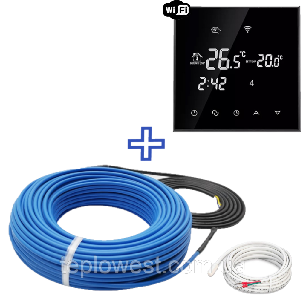 Нагрівальний кабель MEXELL | 1800Вт/100м |з терморегулятором Ecoset BHT-800 Wi-Fi
