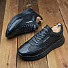 Чоловічі шкіряні кросівки (натуральна шкіра) чорні демісезонні для чоловіків на весну осінь, розміри 40-45, фото 4